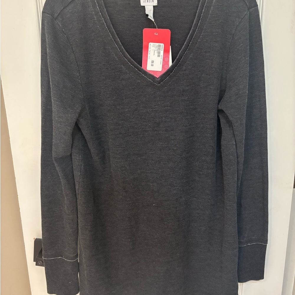 NWT Evereve | Peyton Jensen | Delilah Thermal Tunic Top | Charcoal | Large